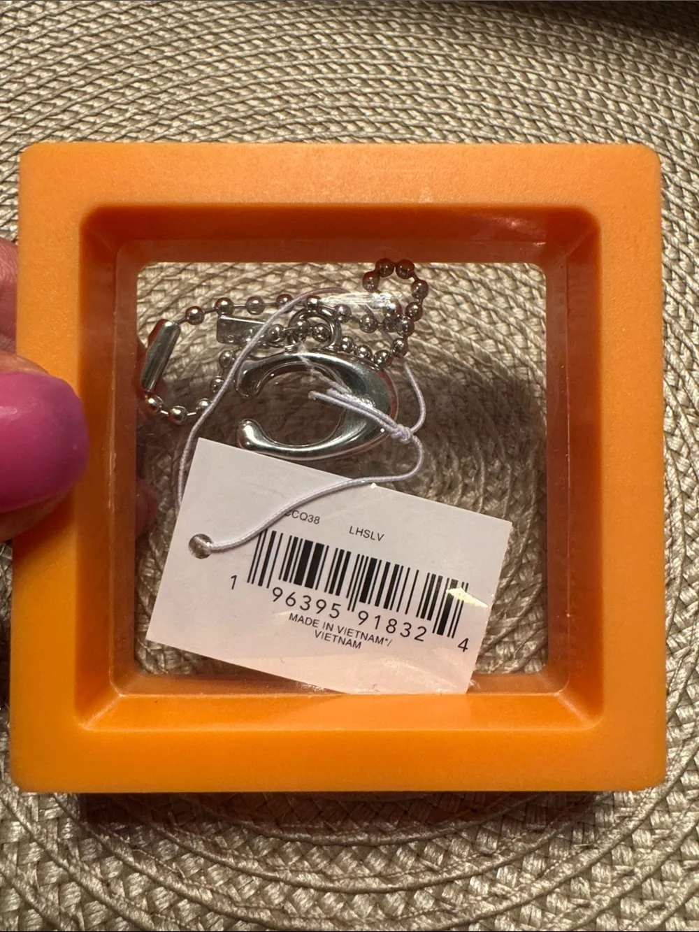 Coach Silver 'C' Charm Keychain with Tag
